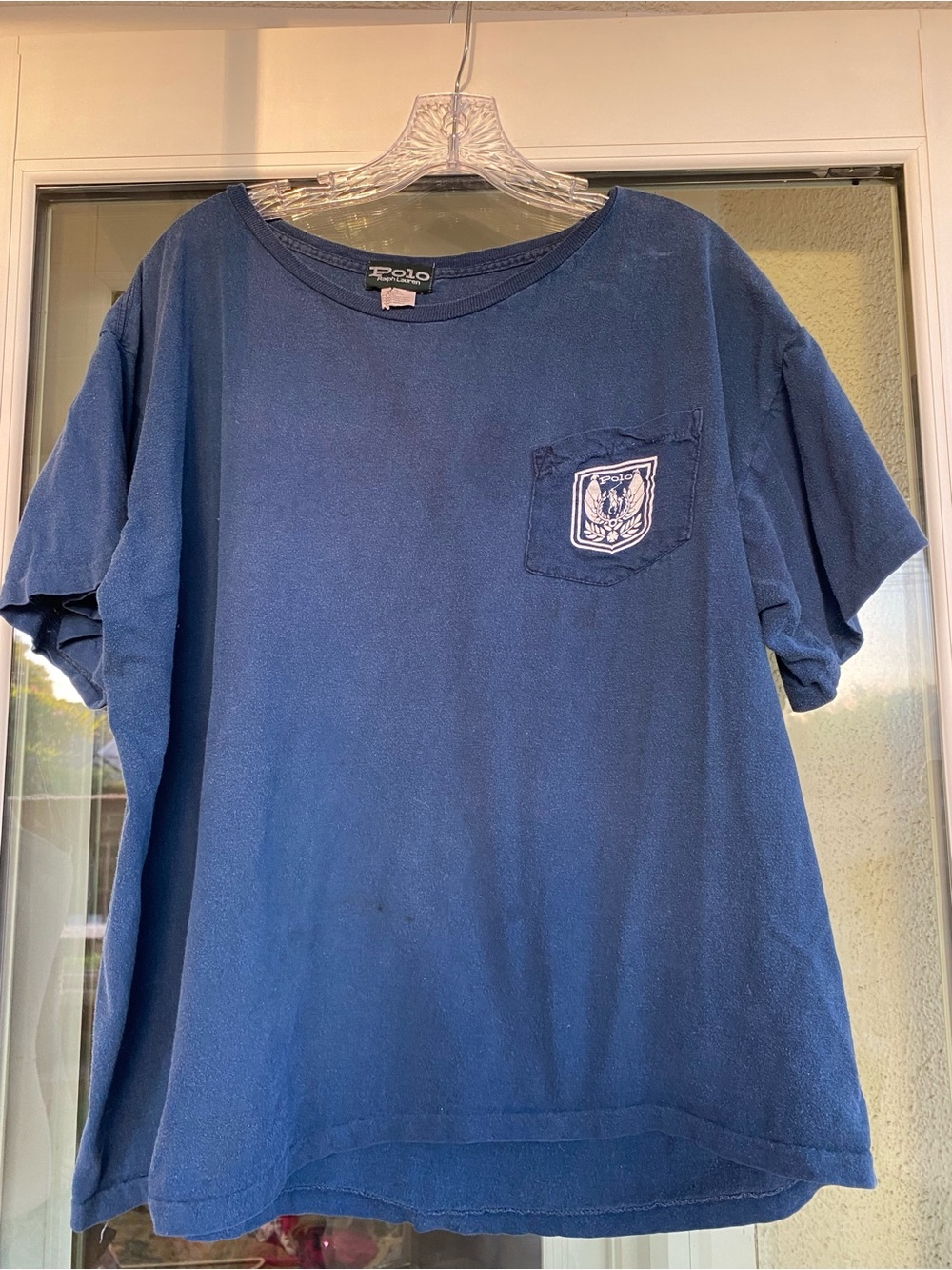 Vintage Polo Ralph Lauren XL OS Blue Pocket Crest T-Shirt oversized